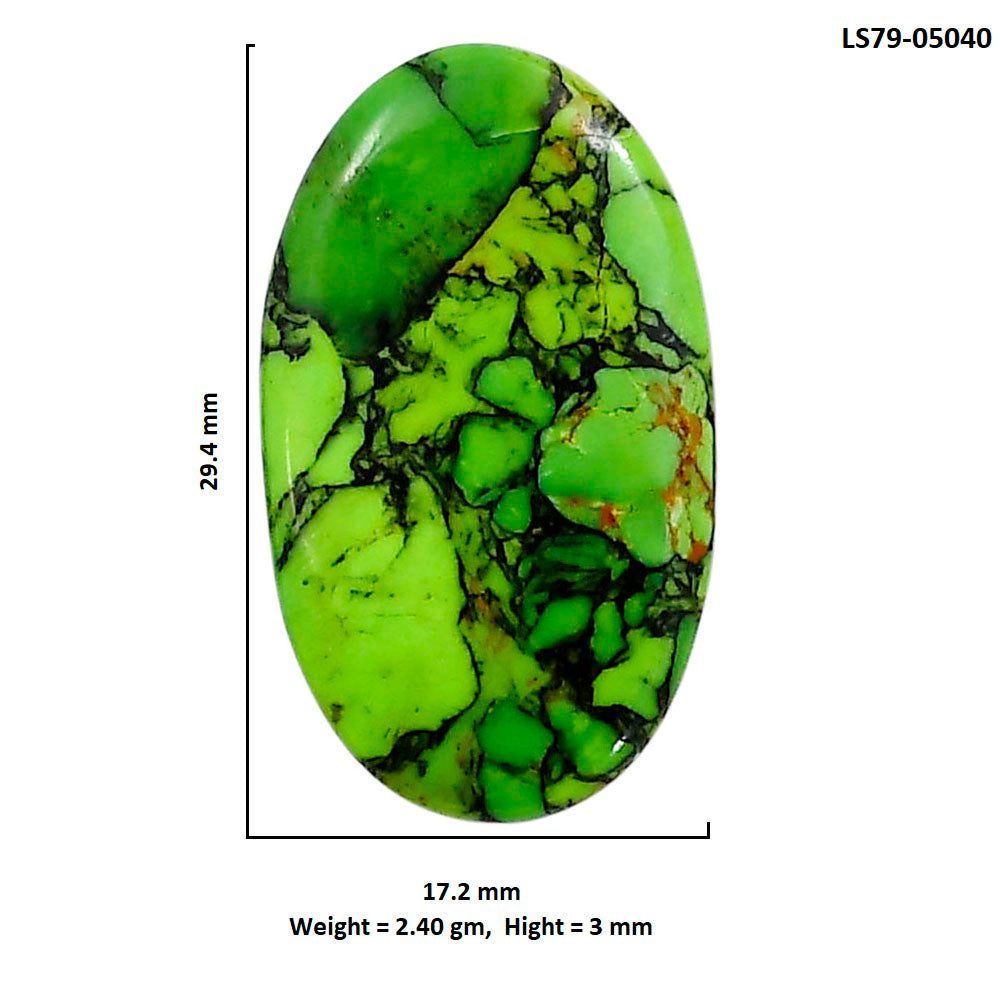 Green Matrix Turquoise 17.2x29.4x3 mm Oval Shape Polished Gemstone LS79-05040