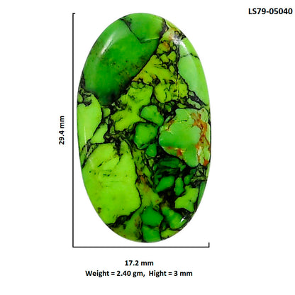 Green Matrix Turquoise 17.2x29.4x3 mm Oval Shape Polished Gemstone LS79-05040