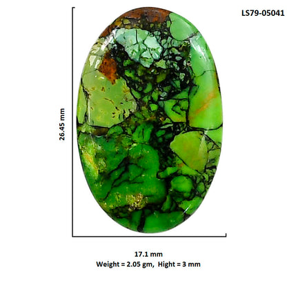 Green Matrix Turquoise 17.1x26.45x3 mm Oval Shape Polished Gemstone LS79-05041