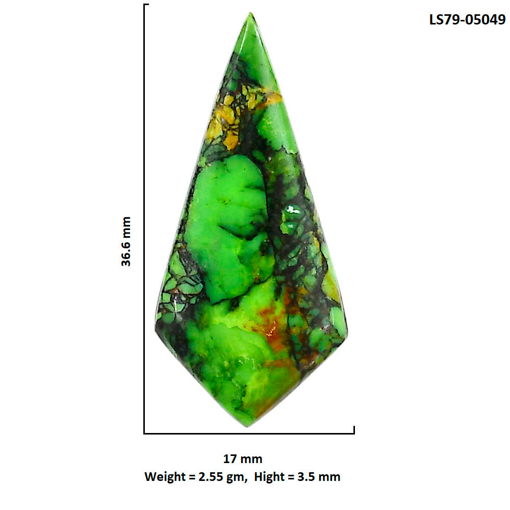Green Matrix Turquoise 17x36.6x3.5 mm Fancy Shape Polished Gemstone LS79-05049
