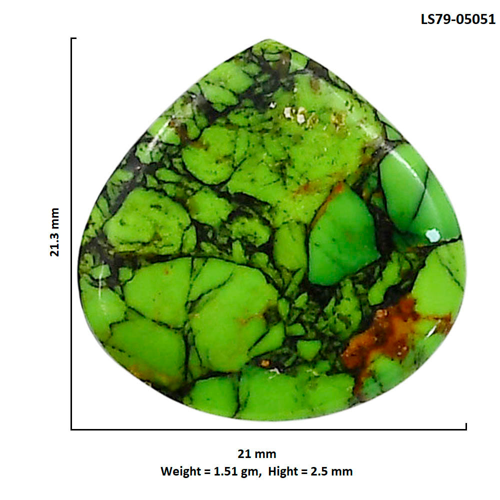 Green Matrix Turquoise 21x21.3x2.5 mm Heart Shape Polished Gemstone LS79-05051