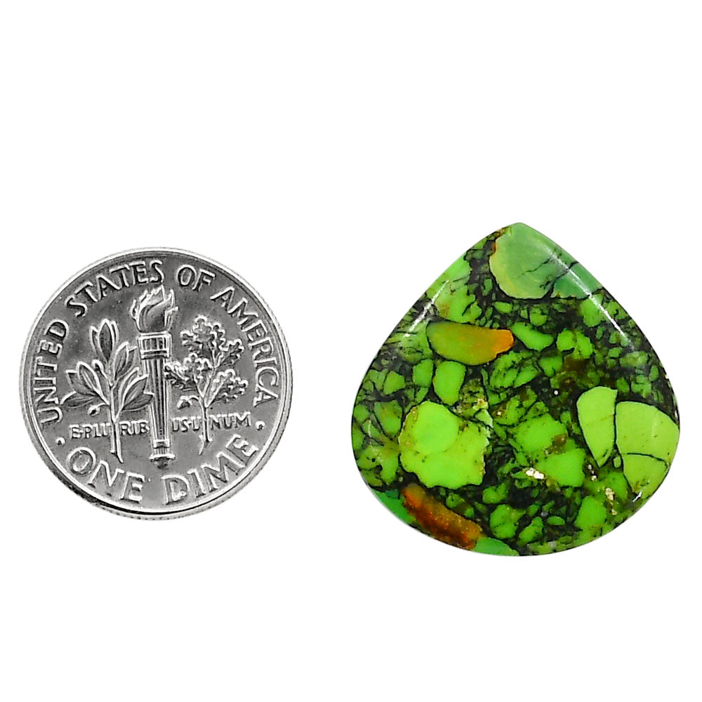 Green Matrix Turquoise 21.6x21.85x3 mm Heart Shape Polished Gemstone LS79-05052