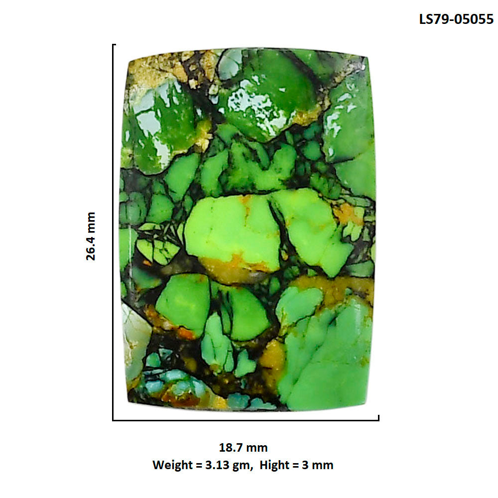 Green Matrix Turquoise 18.7x26.4x3 mm Baguette Shape Polished Gemstone LS79-05055