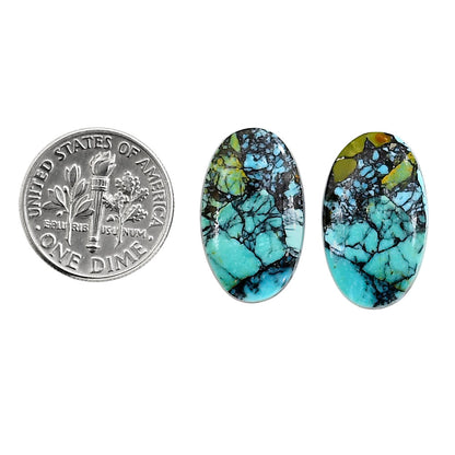 Lucky Charm Tibetan Turquoise Pair 12.25x20.5x3.5 mm Oval Shape Polished Gemstone LS80-04914