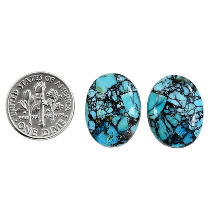 Lucky Charm Tibetan Turquoise Pair 14.7x19.2x4 mm Oval Shape Polished Gemstone LS80-04915