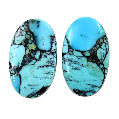 Lucky Charm Tibetan Turquoise Pair 13.9x23.1x3 mm Oval Shape Polished Gemstone LS80-04916