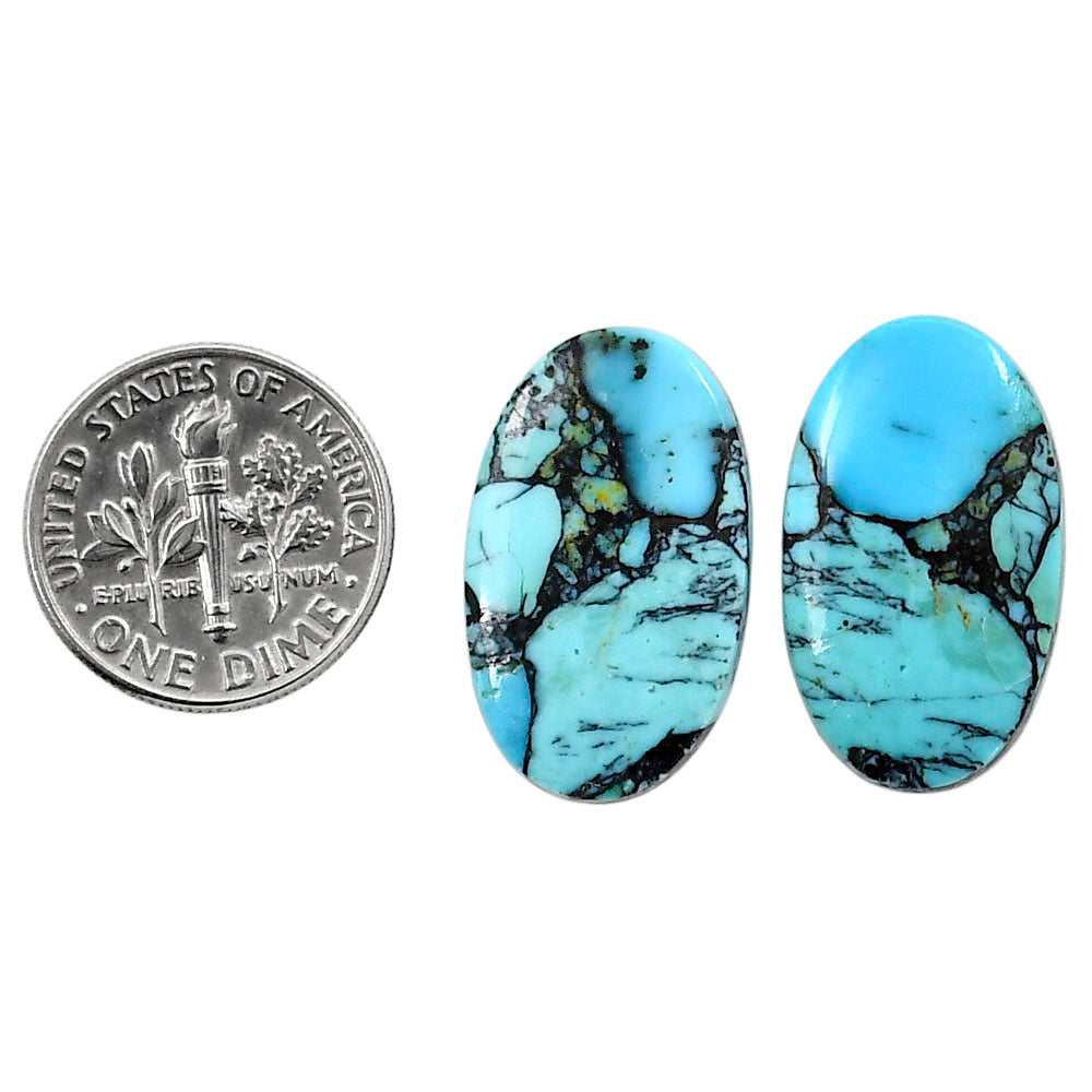 Lucky Charm Tibetan Turquoise Pair 13.9x23.1x3 mm Oval Shape Polished Gemstone LS80-04916