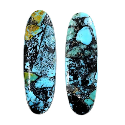 Lucky Charm Tibetan Turquoise Pair 10x31x3 mm Oval Shape Polished Gemstone LS80-04918