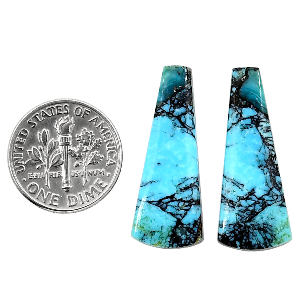 Lucky Charm Tibetan Turquoise Pair 11.5x28.6x3.4 mm Fancy Shape Polished Gemstone LS80-04919