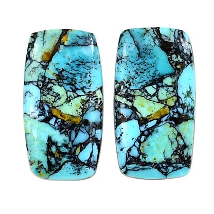 Lucky Charm Tibetan Turquoise Pair 12.1x22.6x3 mm Baguette Shape Polished Gemstone LS80-04922