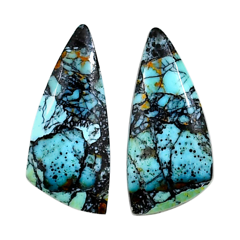 Lucky Charm Tibetan Turquoise Pair 11.5x25.6x3.4 mm Fancy Shape Polished Gemstone LS80-04923