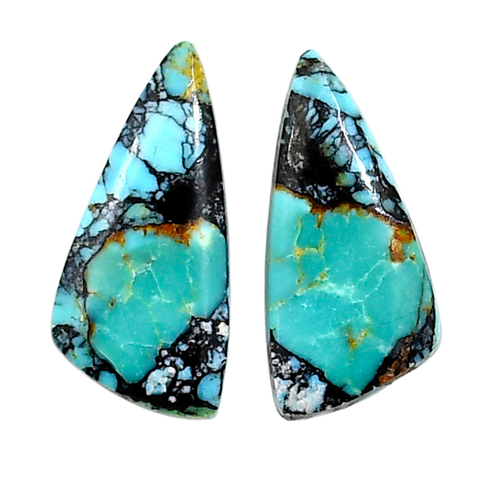 Lucky Charm Tibetan Turquoise Pair 11.3x23.8x3.4 mm Fancy Shape Polished Gemstone LS80-04924