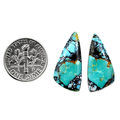 Lucky Charm Tibetan Turquoise Pair 11.3x23.8x3.4 mm Fancy Shape Polished Gemstone LS80-04924