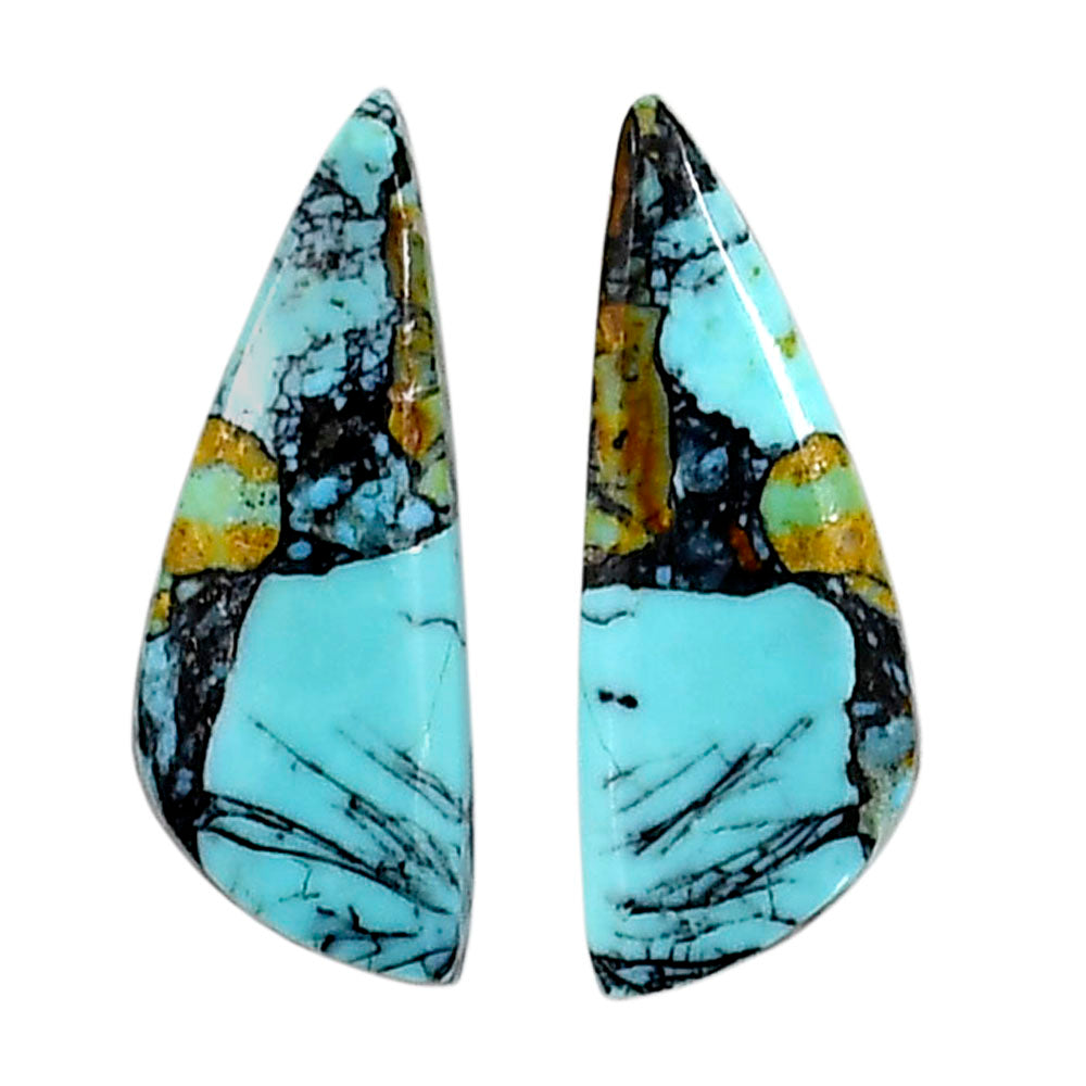 Lucky Charm Tibetan Turquoise Pair 9.3x24.4x3.3 mm Fancy Shape Polished Gemstone LS80-04925
