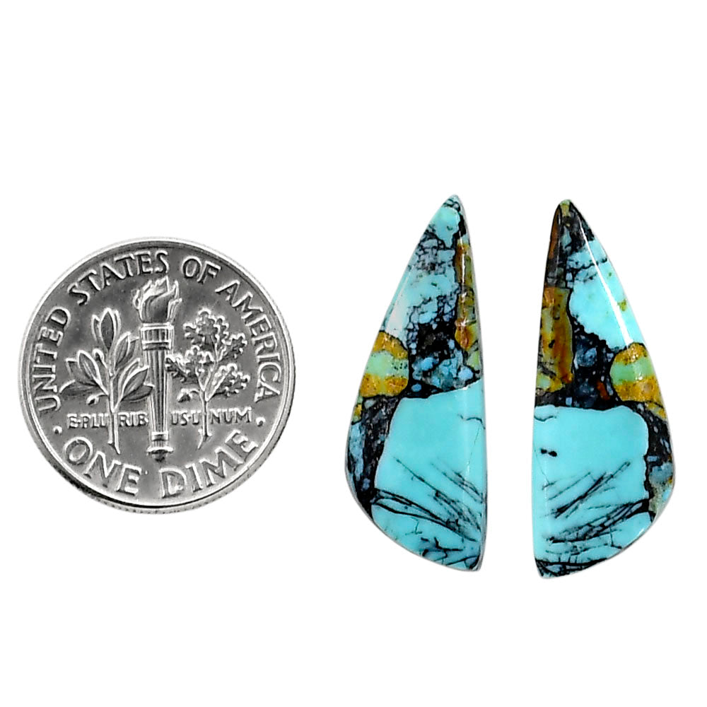 Lucky Charm Tibetan Turquoise Pair 9.3x24.4x3.3 mm Fancy Shape Polished Gemstone LS80-04925