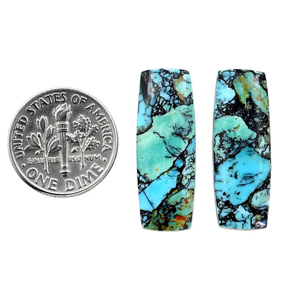 Lucky Charm Tibetan Turquoise Pair 9.6x26.25x3.5 mm Baguette Shape Polished Gemstone LS80-04926