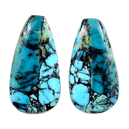 Lucky Charm Tibetan Turquoise Pair 13x24.4x3.5 mm Fancy Shape Polished Gemstone LS80-04927