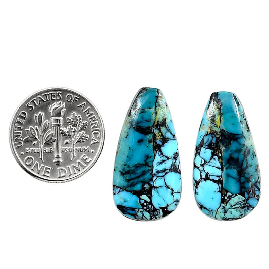 Lucky Charm Tibetan Turquoise Pair 13x24.4x3.5 mm Fancy Shape Polished Gemstone LS80-04927
