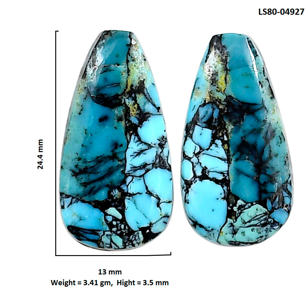 Lucky Charm Tibetan Turquoise Pair 13x24.4x3.5 mm Fancy Shape Polished Gemstone LS80-04927