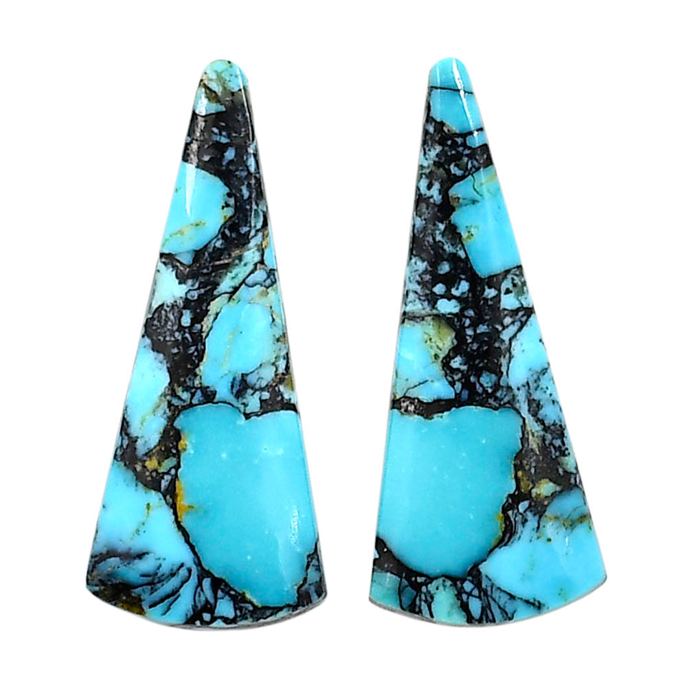 Lucky Charm Tibetan Turquoise Pair 14.1x33.3x3.5 mm Fancy Shape Polished Gemstone LS80-04928