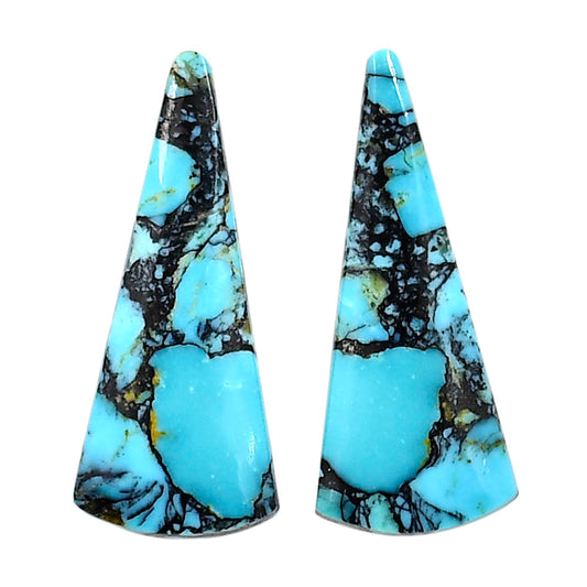 Lucky Charm Tibetan Turquoise Pair 14.1x33.3x3.5 mm Fancy Shape Polished Gemstone LS80-04928