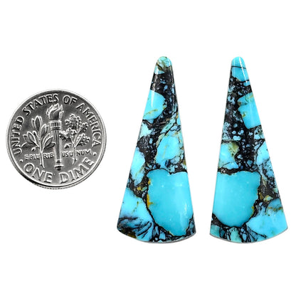 Lucky Charm Tibetan Turquoise Pair 14.1x33.3x3.5 mm Fancy Shape Polished Gemstone LS80-04928