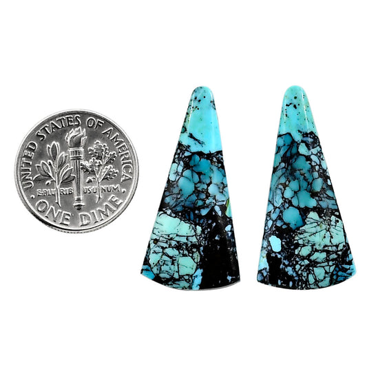 Lucky Charm Tibetan Turquoise Pair 14.5x29.35x3 mm Fancy Shape Polished Gemstone LS80-04929