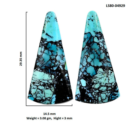Lucky Charm Tibetan Turquoise Pair 14.5x29.35x3 mm Fancy Shape Polished Gemstone LS80-04929