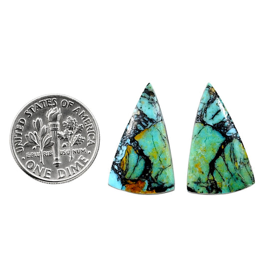 Lucky Charm Tibetan Turquoise Pair 13.4x22.3x3 mm Fancy Shape Polished Gemstone LS80-04930