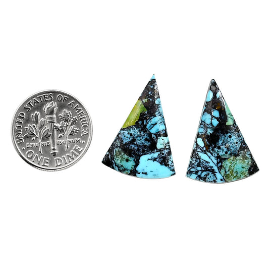 Lucky Charm Tibetan Turquoise Pair 16.4x23x3.5 mm Fancy Shape Polished Gemstone LS80-04931