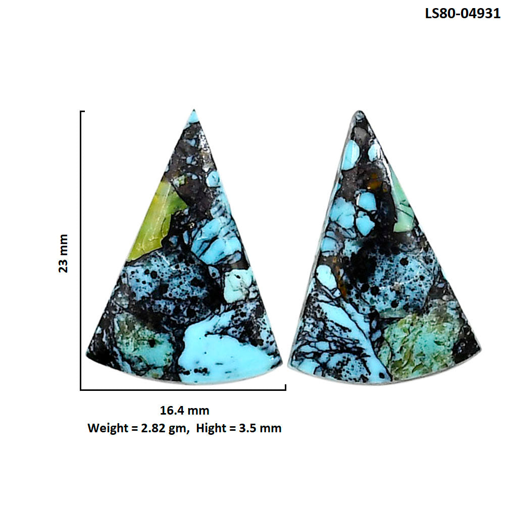 Lucky Charm Tibetan Turquoise Pair 16.4x23x3.5 mm Fancy Shape Polished Gemstone LS80-04931