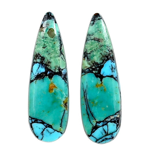 Lucky Charm Tibetan Turquoise Pair 8.5x27.3x3 mm Pear Shape Polished Gemstone LS80-04935