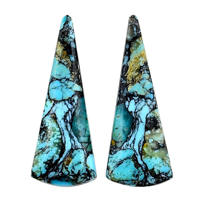 Lucky Charm Tibetan Turquoise Pair 12.8x32.6x3.5 mm Fancy Shape Polished Gemstone LS80-04936