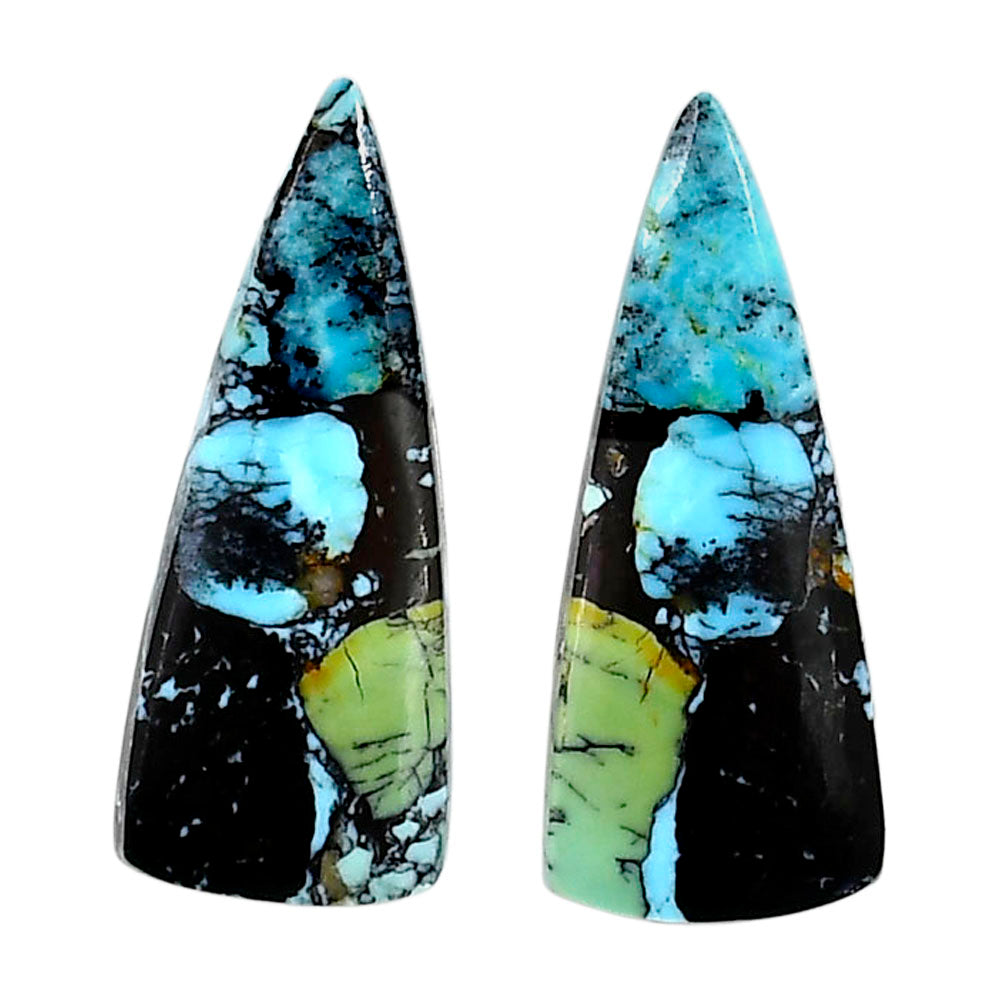 Lucky Charm Tibetan Turquoise Pair 12x29.2x3.5 mm Fancy Shape Polished Gemstone LS80-04937
