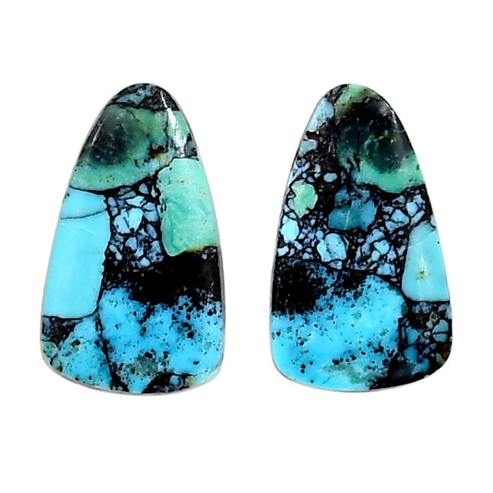 Lucky Charm Tibetan Turquoise Pair 12.4x20.75x2.7 mm Fancy Shape Polished Gemstone LS80-04938
