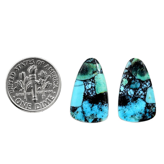 Lucky Charm Tibetan Turquoise Pair 12.4x20.75x2.7 mm Fancy Shape Polished Gemstone LS80-04938