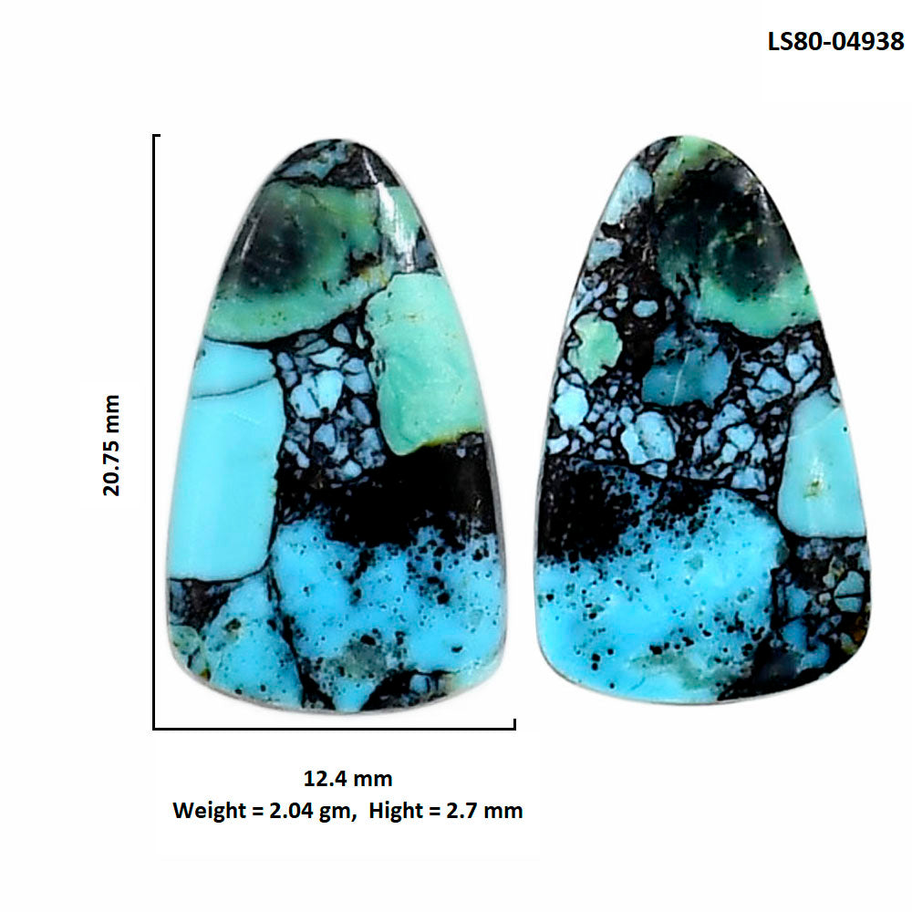 Lucky Charm Tibetan Turquoise Pair 12.4x20.75x2.7 mm Fancy Shape Polished Gemstone LS80-04938