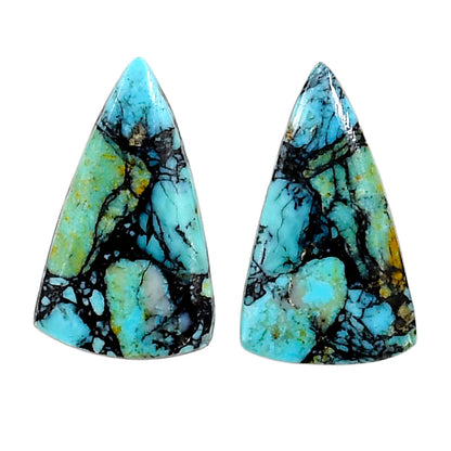 Lucky Charm Tibetan Turquoise Pair 14.3x24.3x3 mm Fancy Shape Polished Gemstone LS80-04940