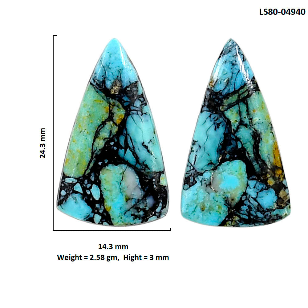 Lucky Charm Tibetan Turquoise Pair 14.3x24.3x3 mm Fancy Shape Polished Gemstone LS80-04940