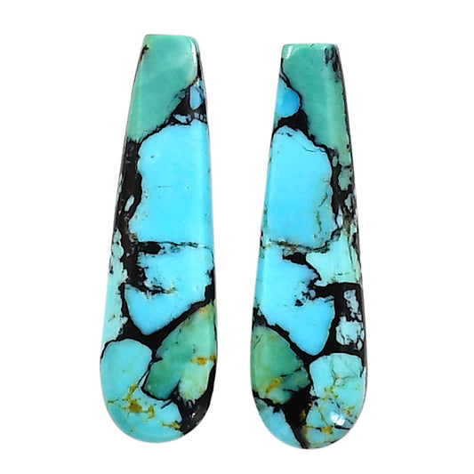 Lucky Charm Tibetan Turquoise Pair 8.7x29.9x3.5 mm Fancy Shape Polished Gemstone LS80-04941