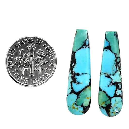 Lucky Charm Tibetan Turquoise Pair 8.7x29.9x3.5 mm Fancy Shape Polished Gemstone LS80-04941