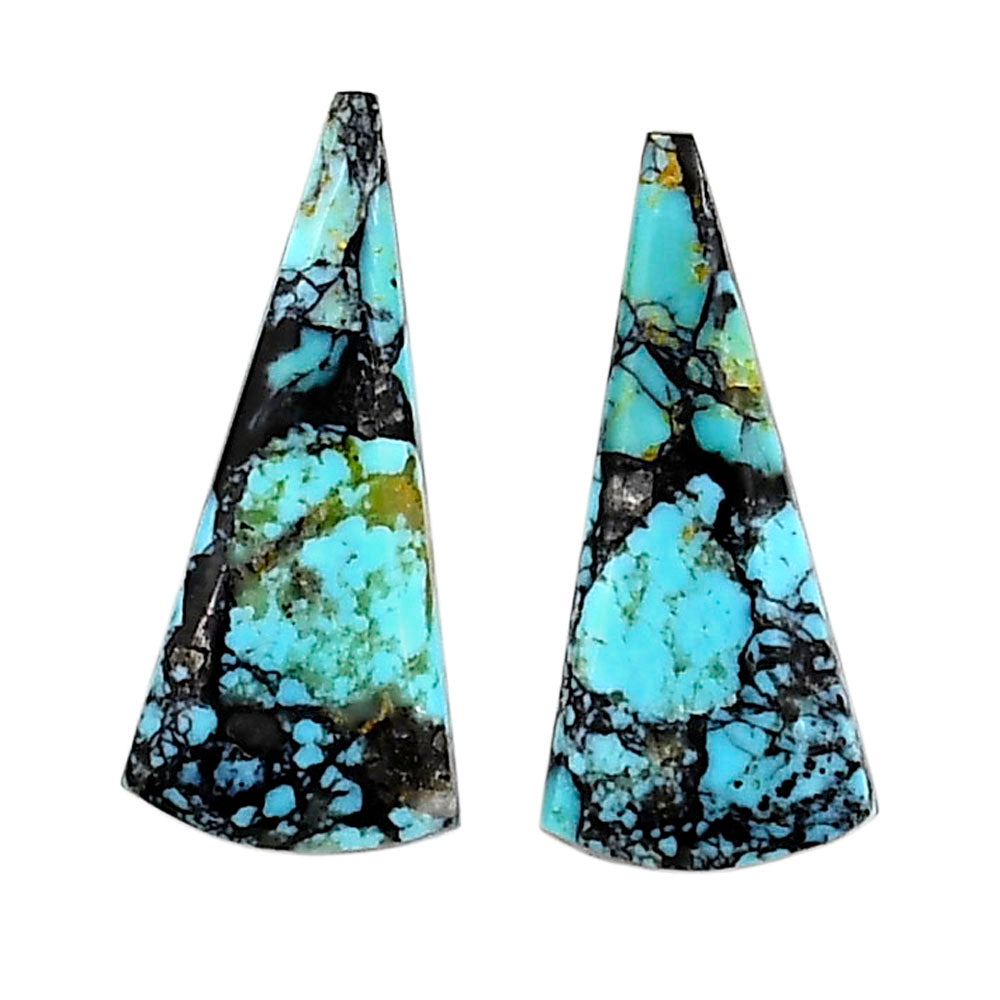 Lucky Charm Tibetan Turquoise Pair 11.5x25x3.5 mm Fancy Shape Polished Gemstone LS80-04942