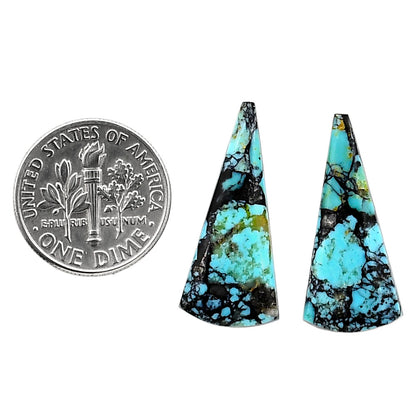 Lucky Charm Tibetan Turquoise Pair 11.5x25x3.5 mm Fancy Shape Polished Gemstone LS80-04942