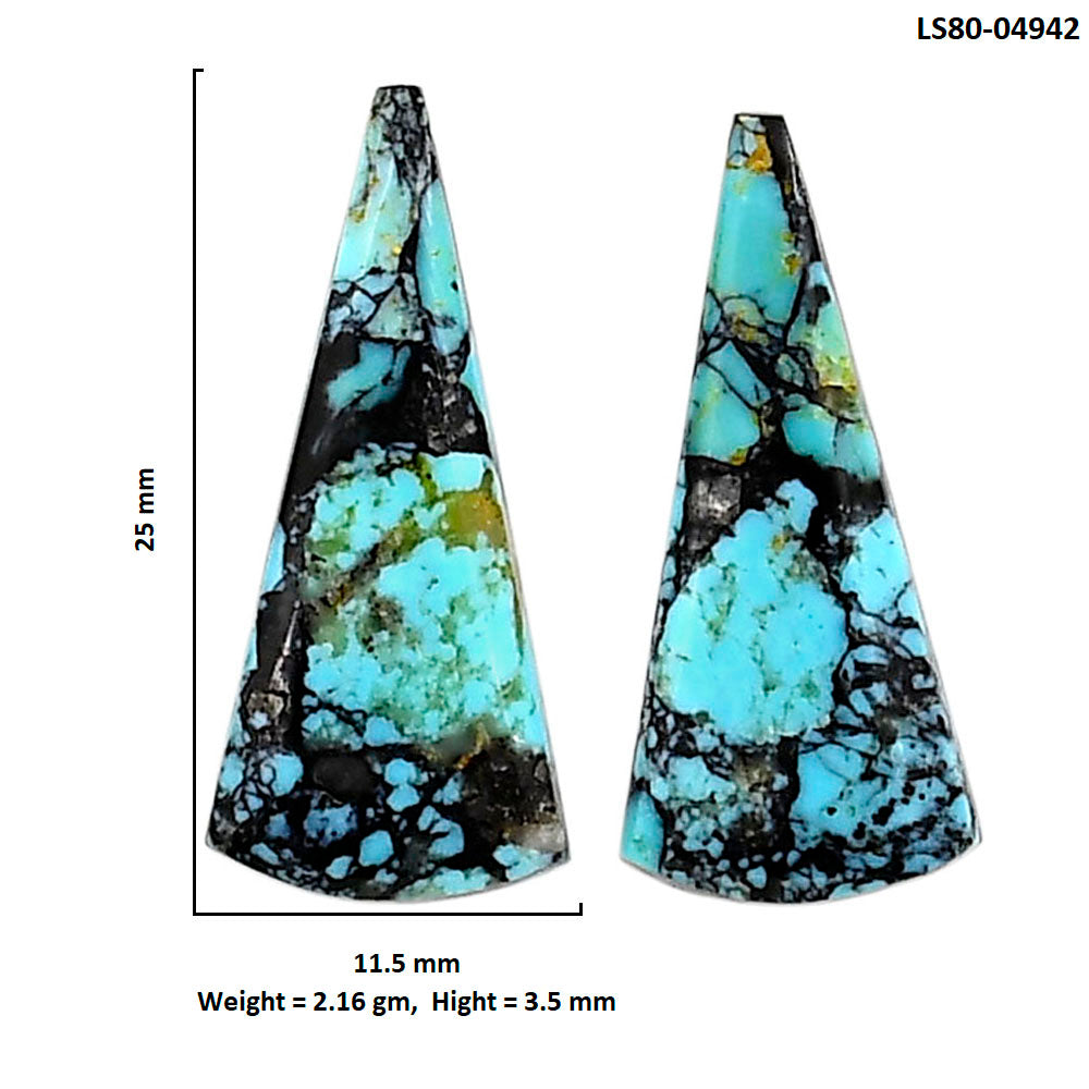 Lucky Charm Tibetan Turquoise Pair 11.5x25x3.5 mm Fancy Shape Polished Gemstone LS80-04942