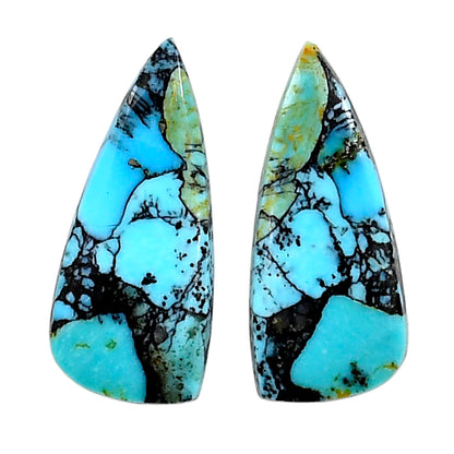 Lucky Charm Tibetan Turquoise Pair 11.3x25.8x3.5 mm Fancy Shape Polished Gemstone LS80-04943