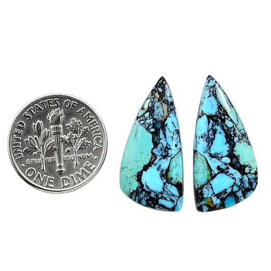 Lucky Charm Tibetan Turquoise Pair 11.5x24.2x3.3 mm Fancy Shape Polished Gemstone LS80-04944