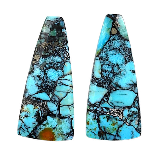 Lucky Charm Tibetan Turquoise Pair 13x28.7x3 mm Fancy Shape Polished Gemstone LS80-04945