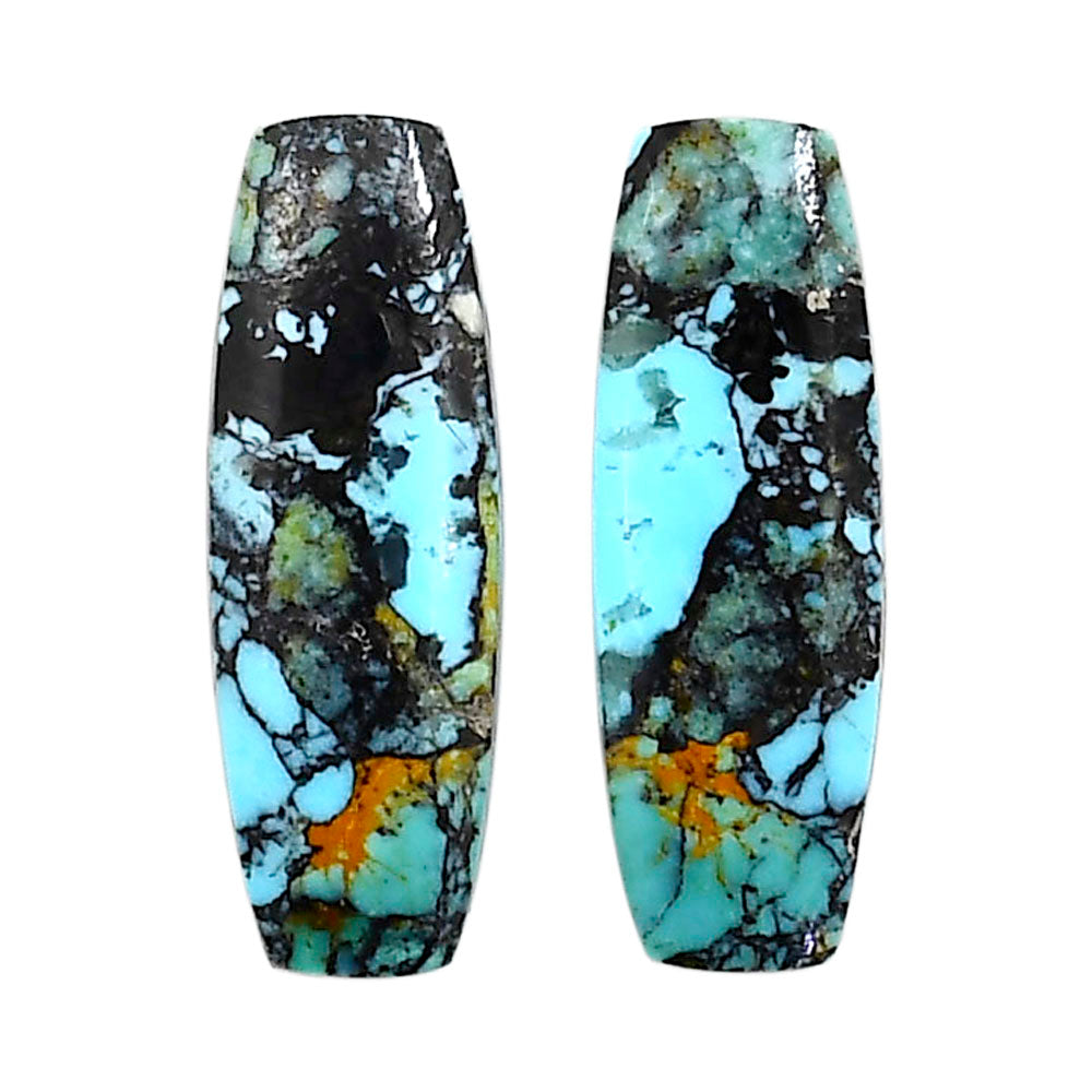 Lucky Charm Tibetan Turquoise Pair 9.1x26.5x3.5 mm Baguette Shape Polished Gemstone LS80-04946
