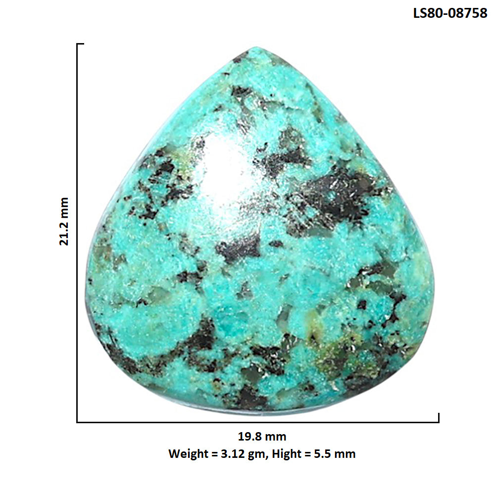 Lucky Charm Tibetan Turquoise 19.8x21.2x5.5 mm Heart Shape Polished Gemstone LS80-08758