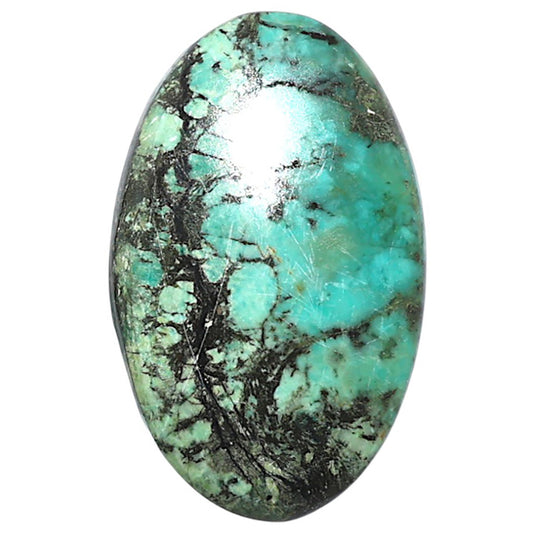 Lucky Charm Tibetan Turquoise 18.8x30.2x5 mm Oval Shape Polished Gemstone LS80-08760